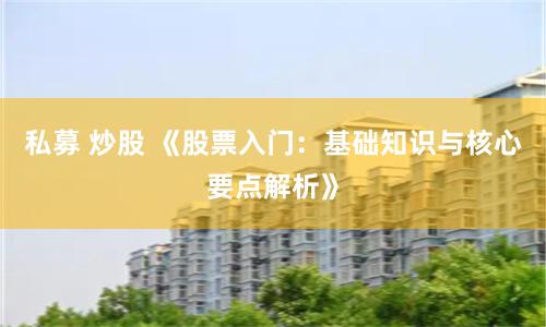 私募 炒股 《股票入门:基础知识与核心要点解析》