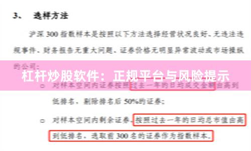 杠杆炒股软件：正规平台与风险提示